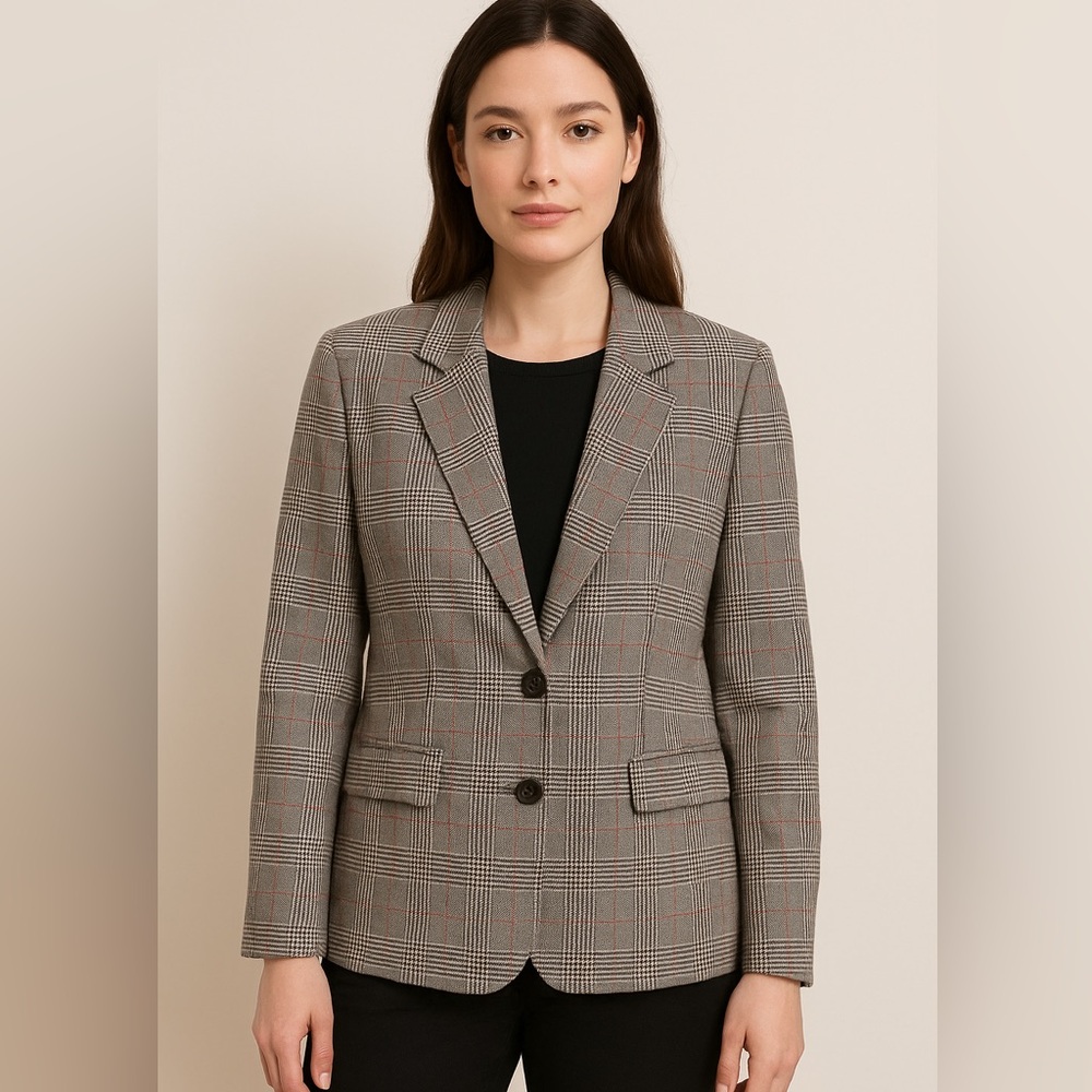 Olsen Geo Knit Blazer - Plaid